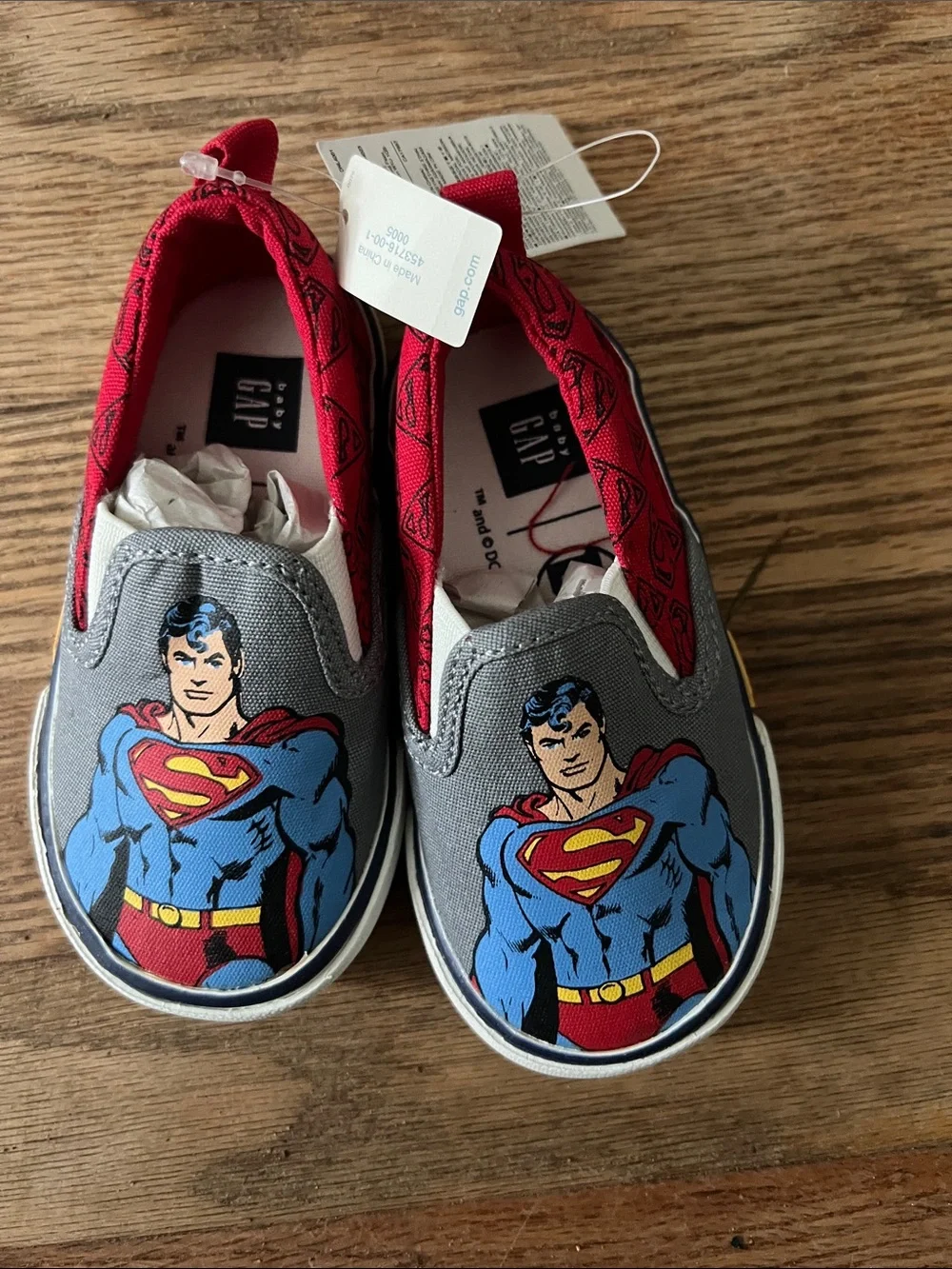 GAP Kids Superman Slip-On Sneakers in Gray & Red